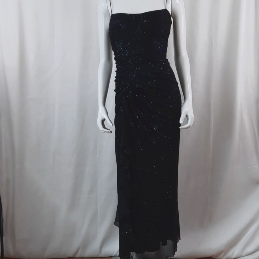 City Triangles Black Sparkle Maxi Dress Large